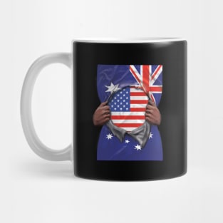 USA Flag Australian Flag Ripped - Gift for Australian From USA Mug